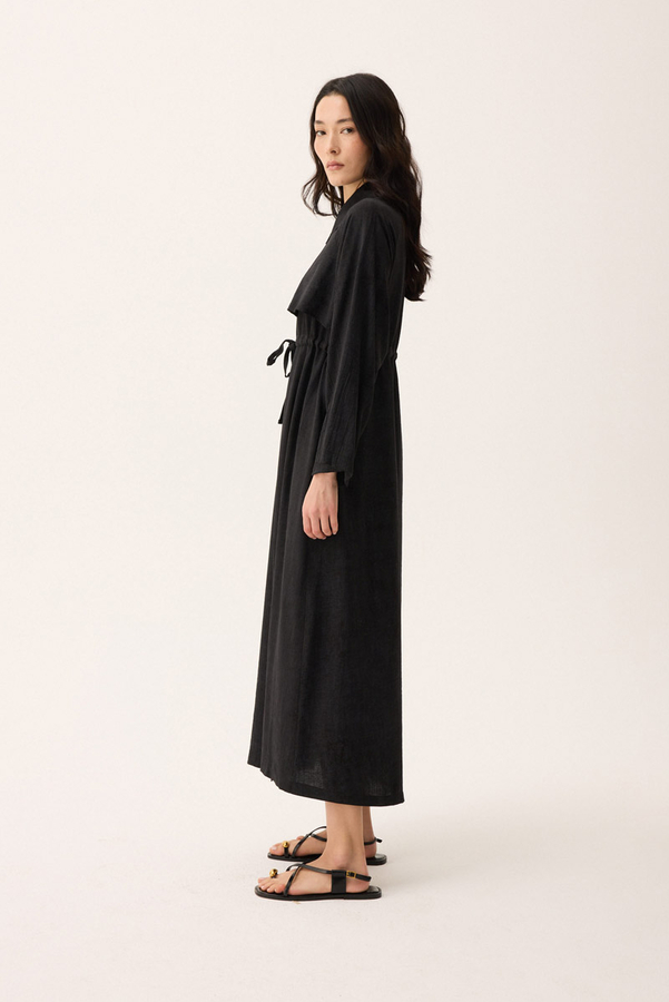 Rüzgarlıklı Gömlek Elbise Siyah - 6