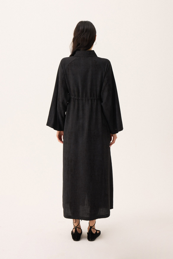 Rüzgarlıklı Gömlek Elbise Siyah - 16