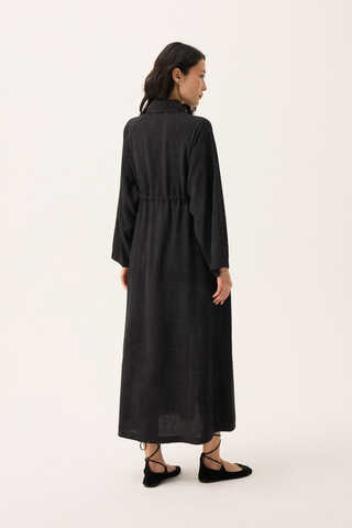 Rüzgarlıklı Gömlek Elbise Siyah - 17