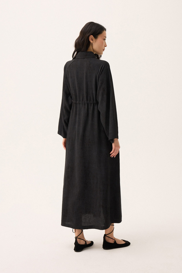 Rüzgarlıklı Gömlek Elbise Siyah - 17