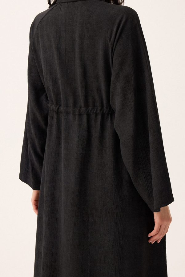 Rüzgarlıklı Gömlek Elbise Siyah - 18