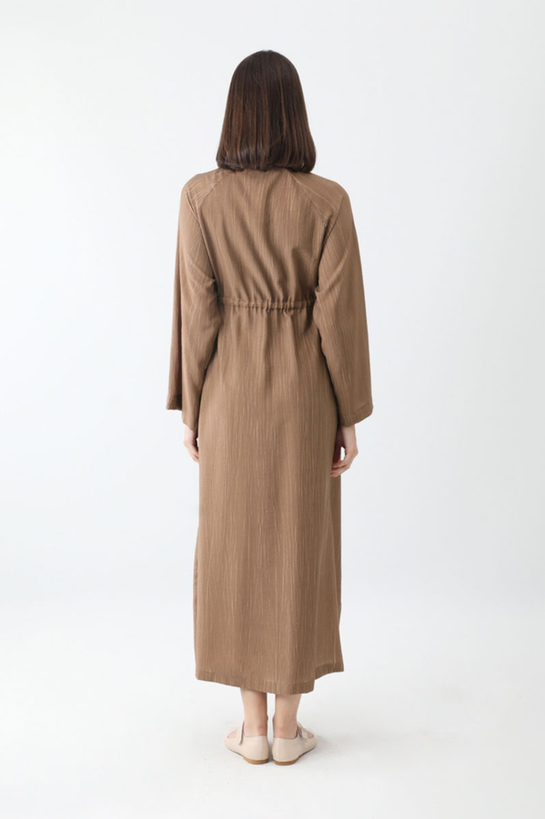 Rüzgarlıklı Gömlek Elbise Taba - 8