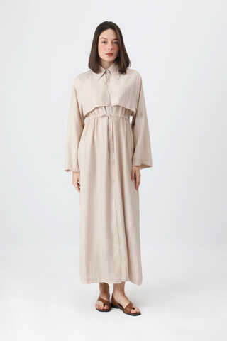 Rüzgarlıklı Gömlek Elbise Taş - 2