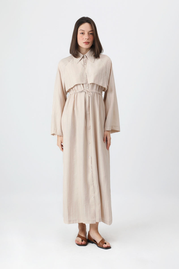 Rüzgarlıklı Gömlek Elbise Taş - 2