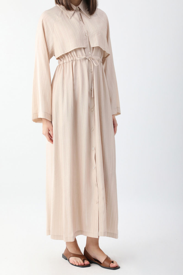 Rüzgarlıklı Gömlek Elbise Taş - 4