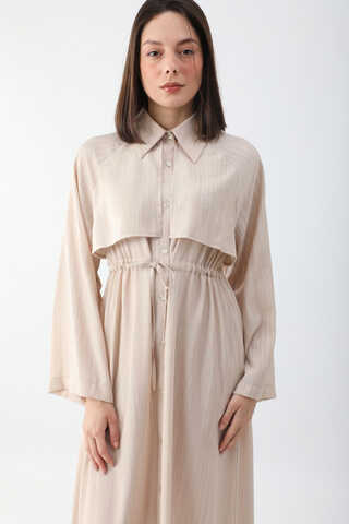 Rüzgarlıklı Gömlek Elbise Taş - 1