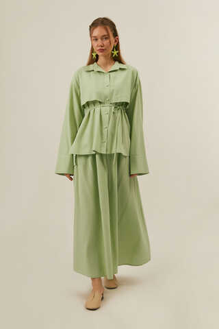 Rüzgarlıklı Keten Etek Takım Açık Yeşil - 6