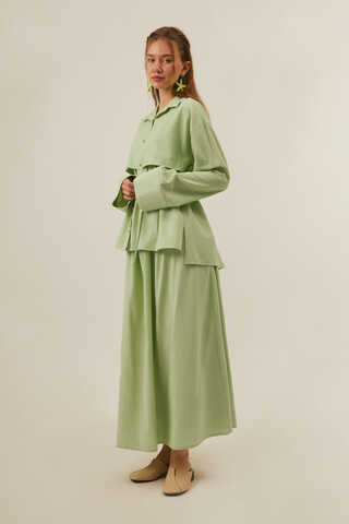 Rüzgarlıklı Keten Etek Takım Açık Yeşil - 8