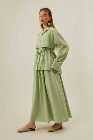 Rüzgarlıklı Keten Etek Takım Açık Yeşil - 11