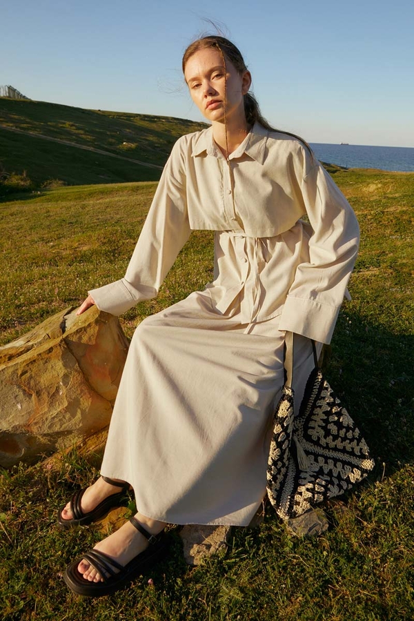 Rüzgarlıklı Keten Etek Takım Taş - 11