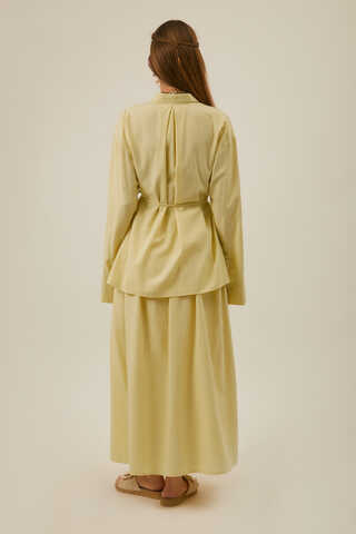 Rüzgarlıklı Keten Etek Takım Tereyağı Sarısı - 11