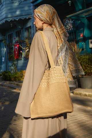 Rüzgarlıklı Keten Etek Takım Vizon - 11