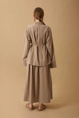 Rüzgarlıklı Keten Etek Takım Vizon - 21