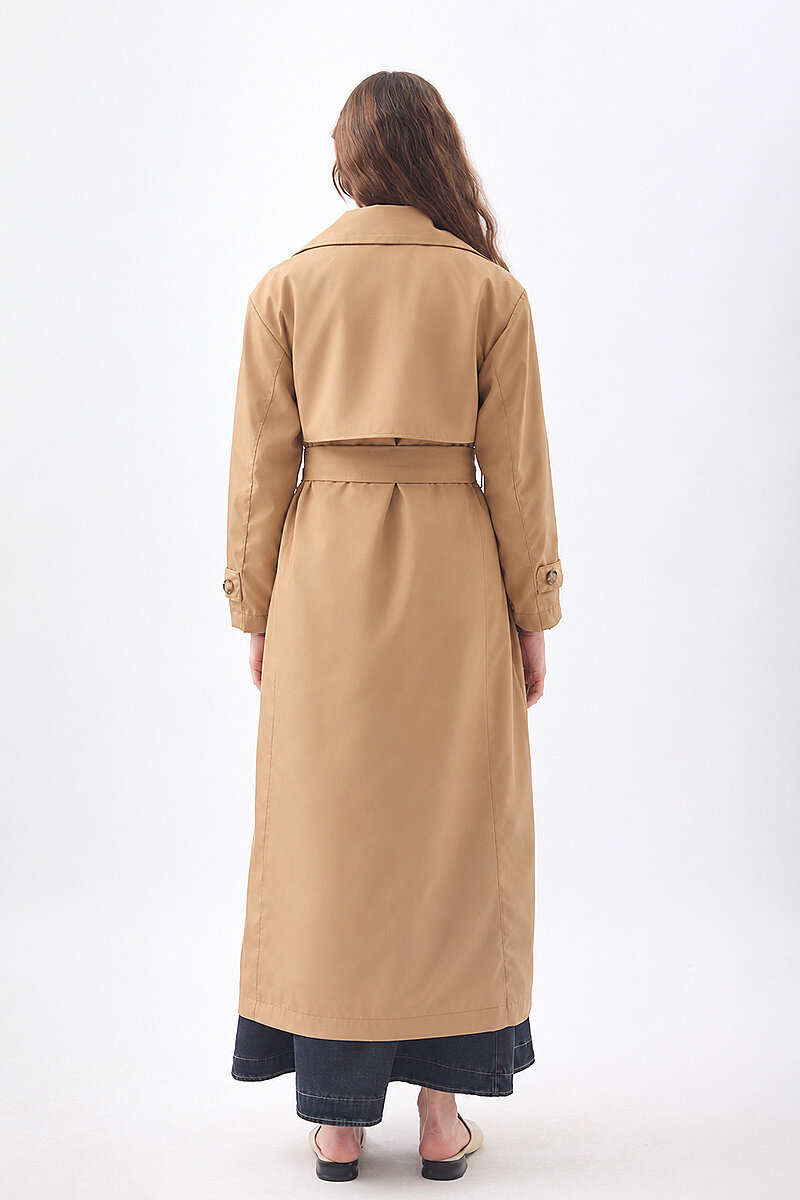 Rüzgarlıklı Klasik Trençkot Taba - 6