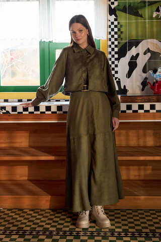 Rüzgarlıklı Süet Gömlek Haki - 2