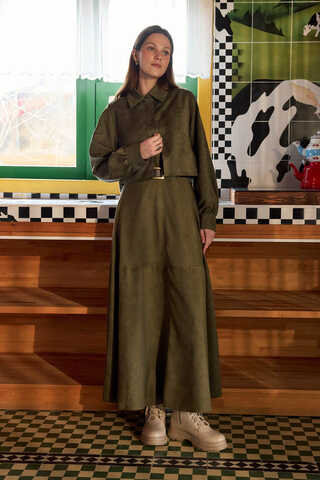 Rüzgarlıklı Süet Gömlek Haki - 6