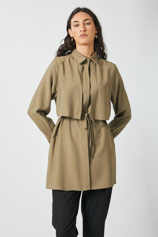 Rüzgarlıklı Tensel Gömlek Haki - 3