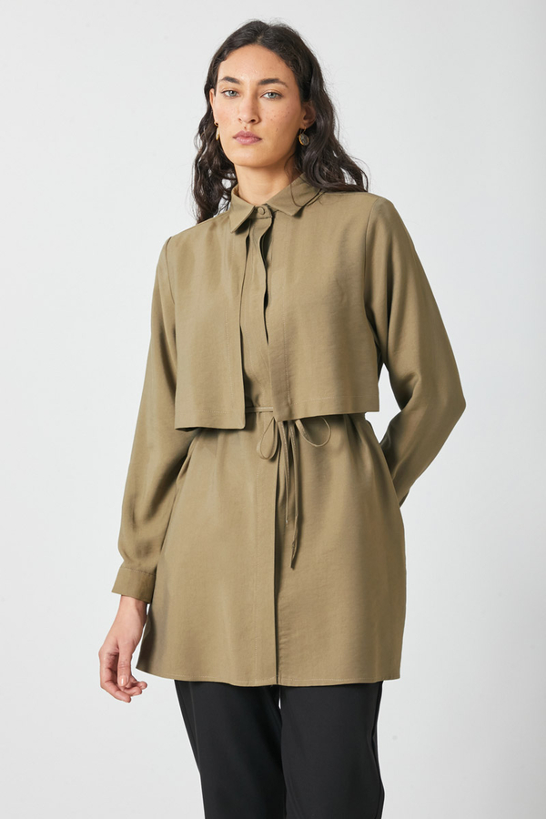 Rüzgarlıklı Tensel Gömlek Haki - 9