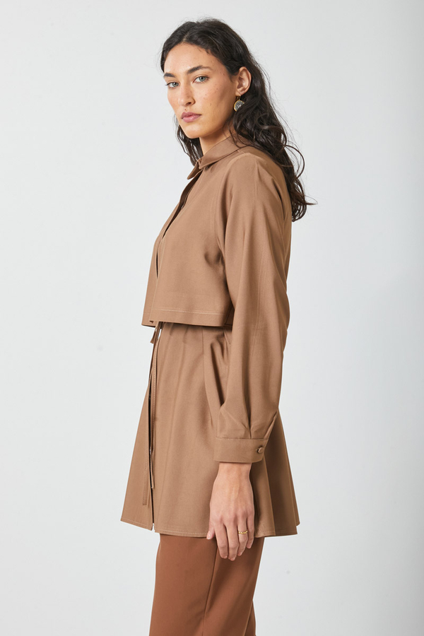 Rüzgarlıklı Tensel Gömlek Sütlü Kahve - 5