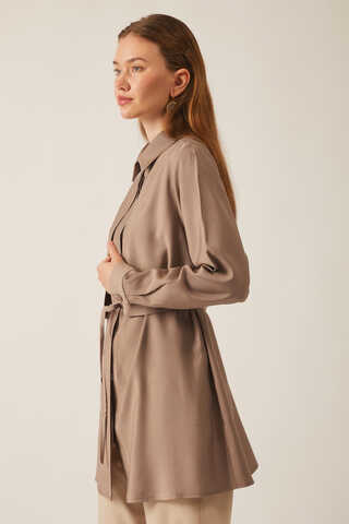 Rüzgarlıklı Tensel Gömlek Vizon - 7