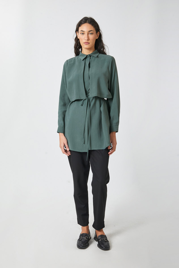 Rüzgarlıklı Tensel Gömlek Zümrüt - 7