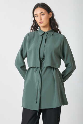 Rüzgarlıklı Tensel Gömlek Zümrüt - 12