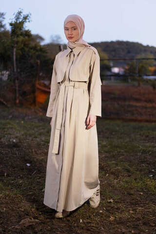 Rüzgarlıklı Trenç Elbise Taş - 3