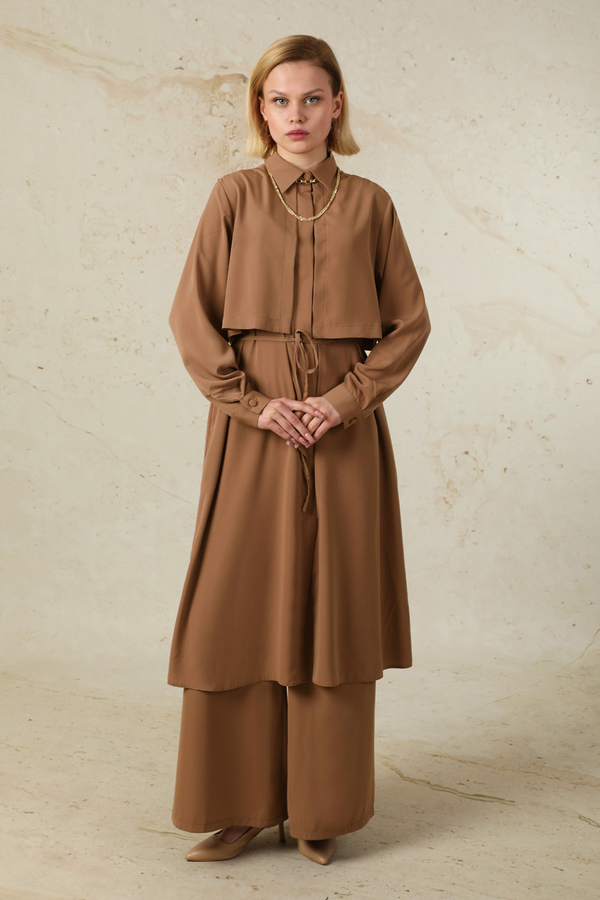 Medine İpeği Rüzgarlıklı Takım Açık Taba - 1