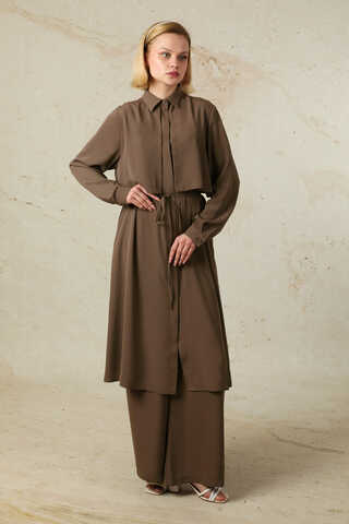 Medine İpeği Rüzgarlıklı Takım  Kahverengi - 1