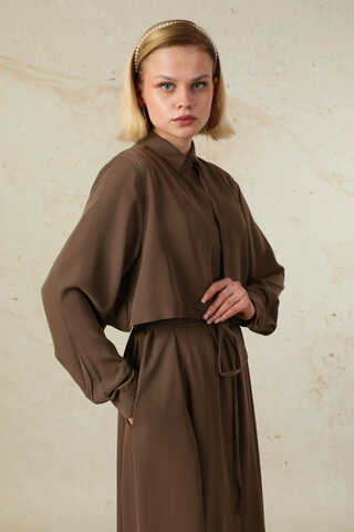 Medine İpeği Rüzgarlıklı Takım  Kahverengi - 2