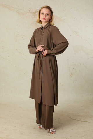 Medine İpeği Rüzgarlıklı Takım  Kahverengi - 3