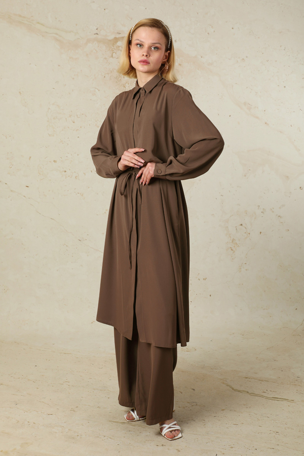 Medine İpeği Rüzgarlıklı Takım  Kahverengi - 3