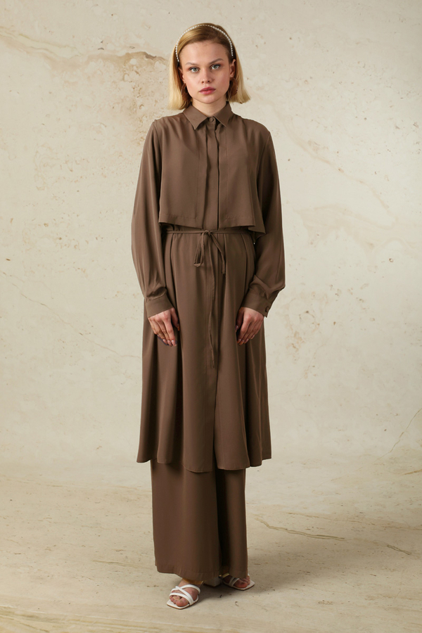 Medine İpeği Rüzgarlıklı Takım  Kahverengi - 5