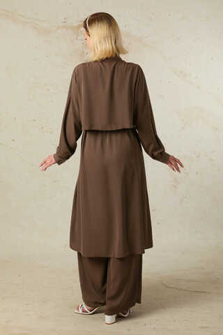 Medine İpeği Rüzgarlıklı Takım  Kahverengi - 6