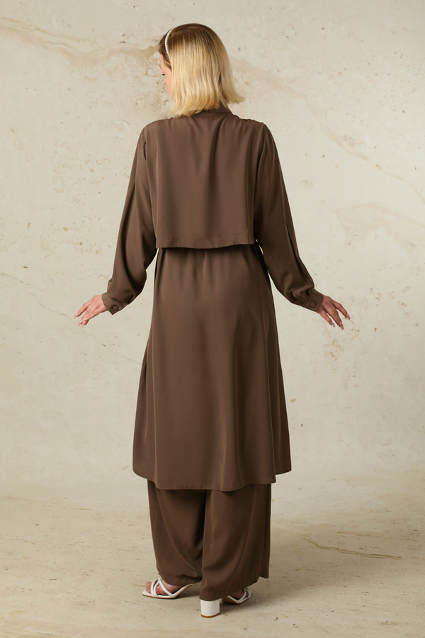 Medine İpeği Rüzgarlıklı Takım  Kahverengi - 6