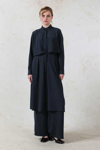 Medine İpeği Rüzgarlıklı Takım Lacivert - 1