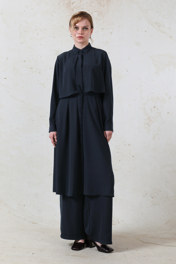 Medine İpeği Rüzgarlıklı Takım Lacivert - 1