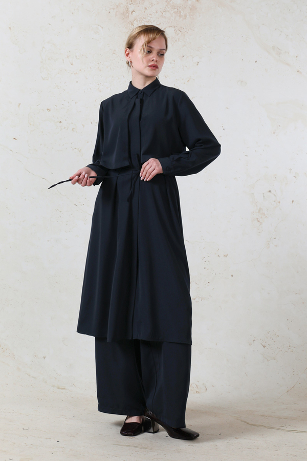 Medine İpeği Rüzgarlıklı Takım Lacivert - 2