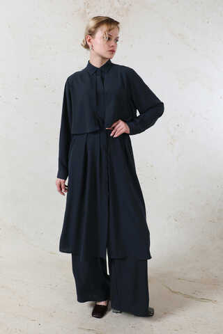 Medine İpeği Rüzgarlıklı Takım Lacivert - 5