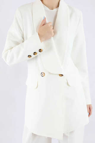 Şal Yaka Ceket Takım Ekru - 4