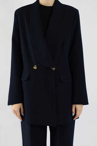 Şal Yaka Ceket Takım Lacivert - 4