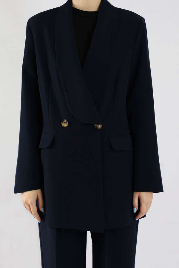 Şal Yaka Ceket Takım Lacivert - 4