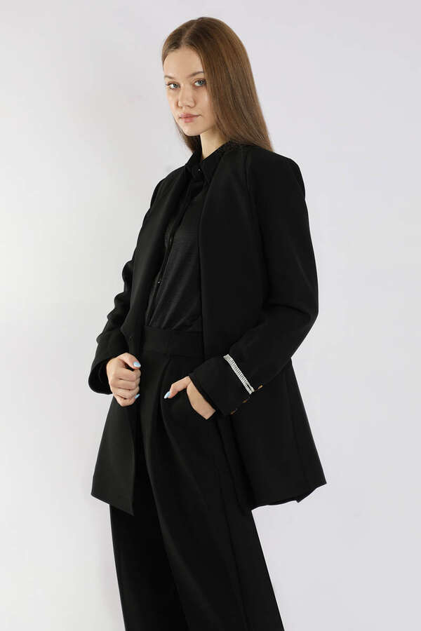 Şal Yaka Ceket Takım Siyah - 2