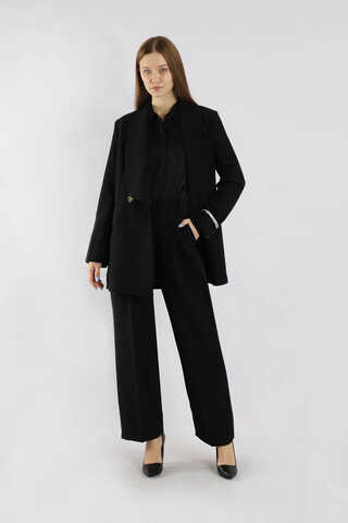 Şal Yaka Ceket Takım Siyah - 5