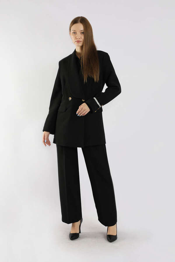 Şal Yaka Ceket Takım Siyah - 1