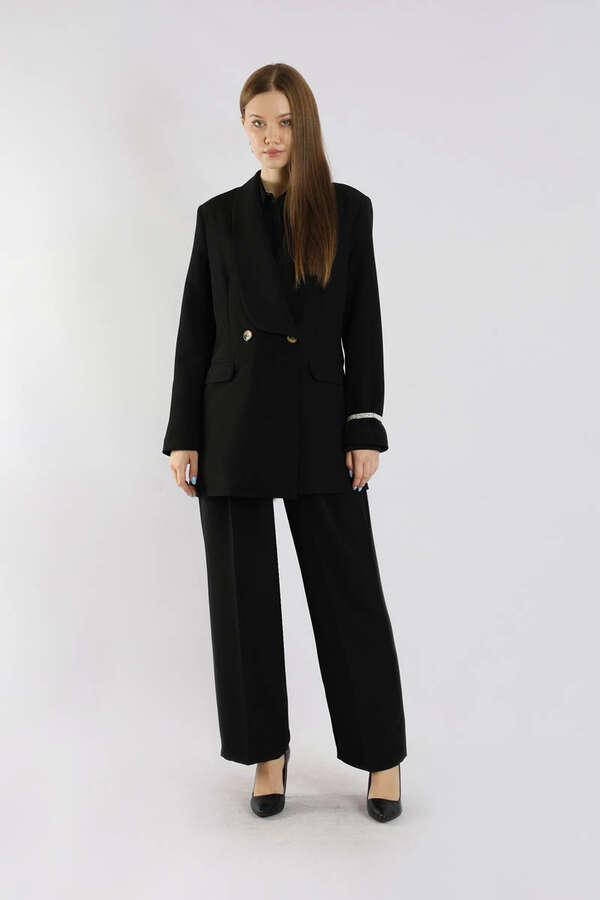 Şal Yaka Ceket Takım Siyah - 3