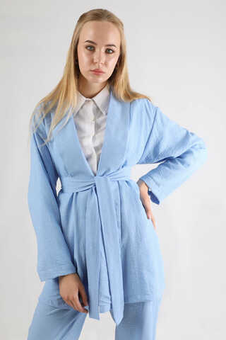 Şal Yaka Kimono Takım Bebe Mavisi - 2
