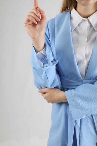 Şal Yaka Kimono Takım Bebe Mavisi - 4