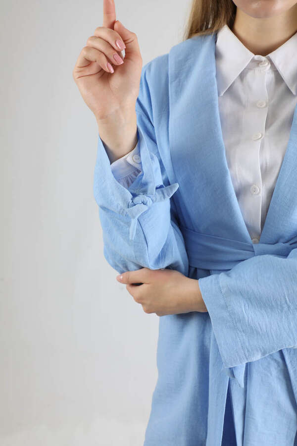 Şal Yaka Kimono Takım Bebe Mavisi - 4