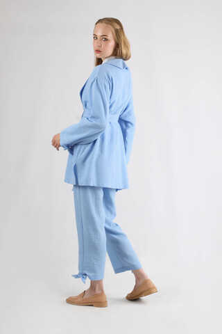 Şal Yaka Kimono Takım Bebe Mavisi - 5